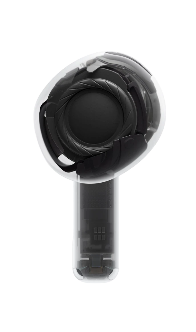 Redesignet akustikk i AirPods 4