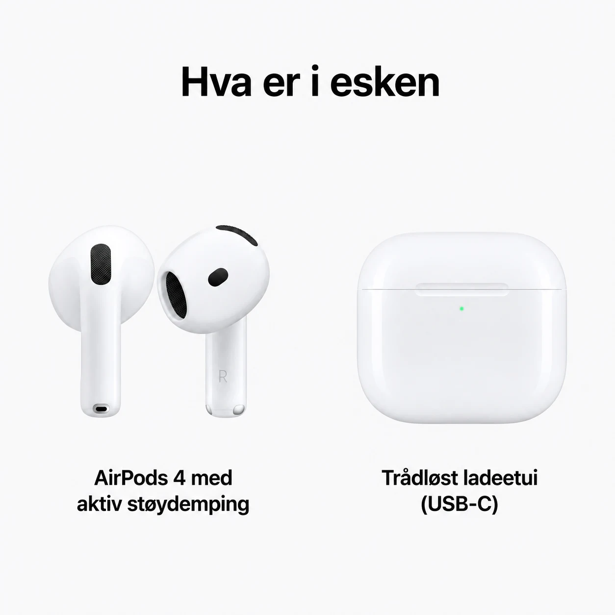 Hva er i esken med AirPods 4
