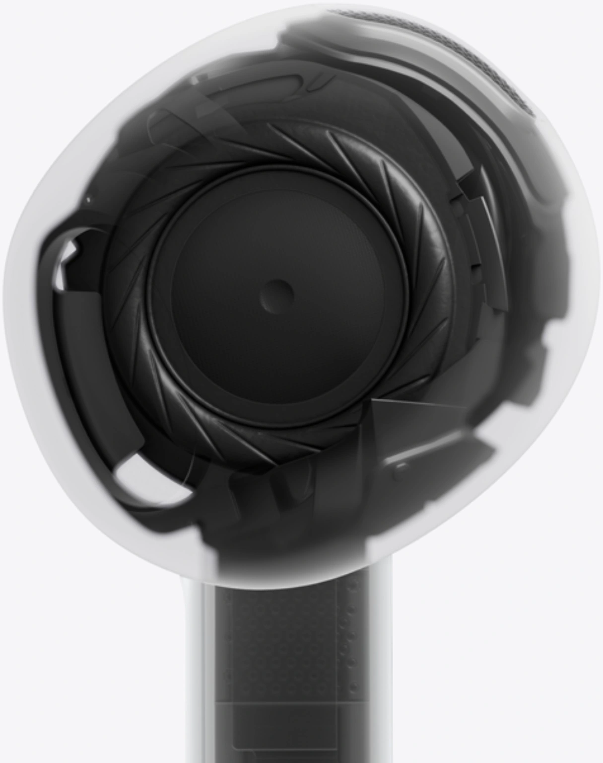 Illustrasjon av høyttaleren i AirPods 5